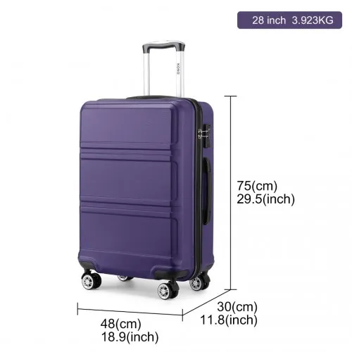 Kono 28-Inch Purple Hardcase Suitcase with TSA Lock & Spinner Wheels