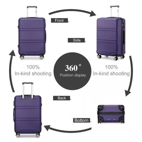 Kono 28-Inch Purple Hardcase Suitcase with TSA Lock & Spinner Wheels