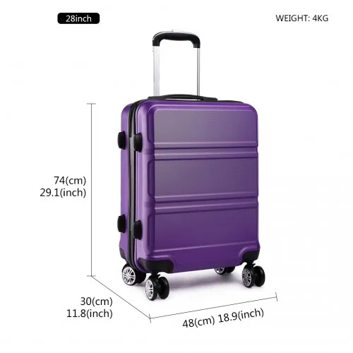 Kono 28-Inch Purple Hardcase Suitcase with TSA Lock & Spinner Wheels