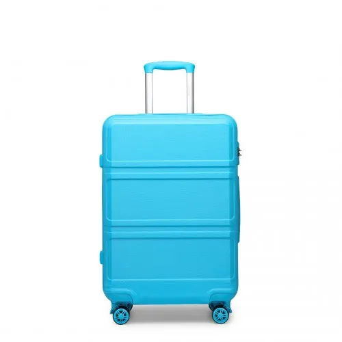 Kono ABS 24 Inch Sculpted Horizontal Design Suitcase - Stylish & Durable Blue Travel Luggage