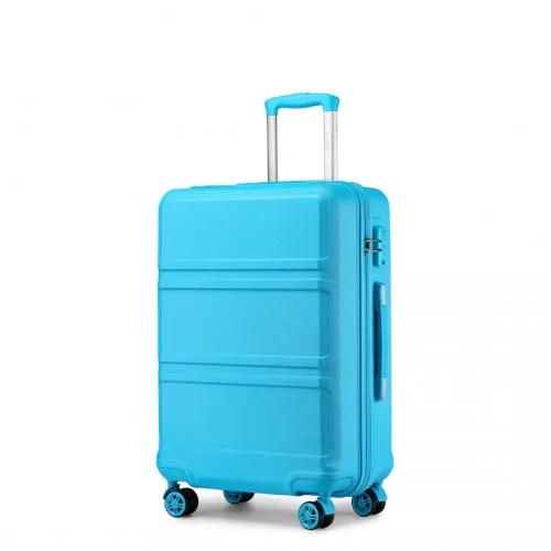 Kono ABS 24 Inch Sculpted Horizontal Design Suitcase - Stylish & Durable Blue Travel Luggage