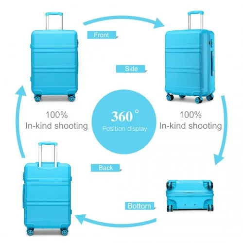 Kono ABS 24 Inch Sculpted Horizontal Design Suitcase - Stylish & Durable Blue Travel Luggage