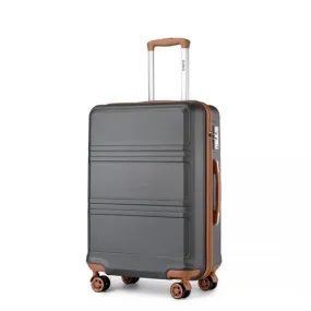 Kono ABS 28 Inch Sculpted Suitcase in Grey and Brown with 360° Wheels & TSA Lock