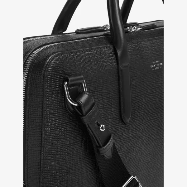 Large leather briefcase Panama Smythson, black