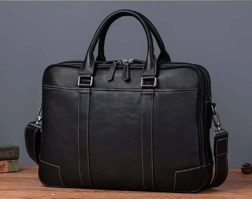 Mens Vintage Leather Buiness Briefcase Shoulder Bag 2732