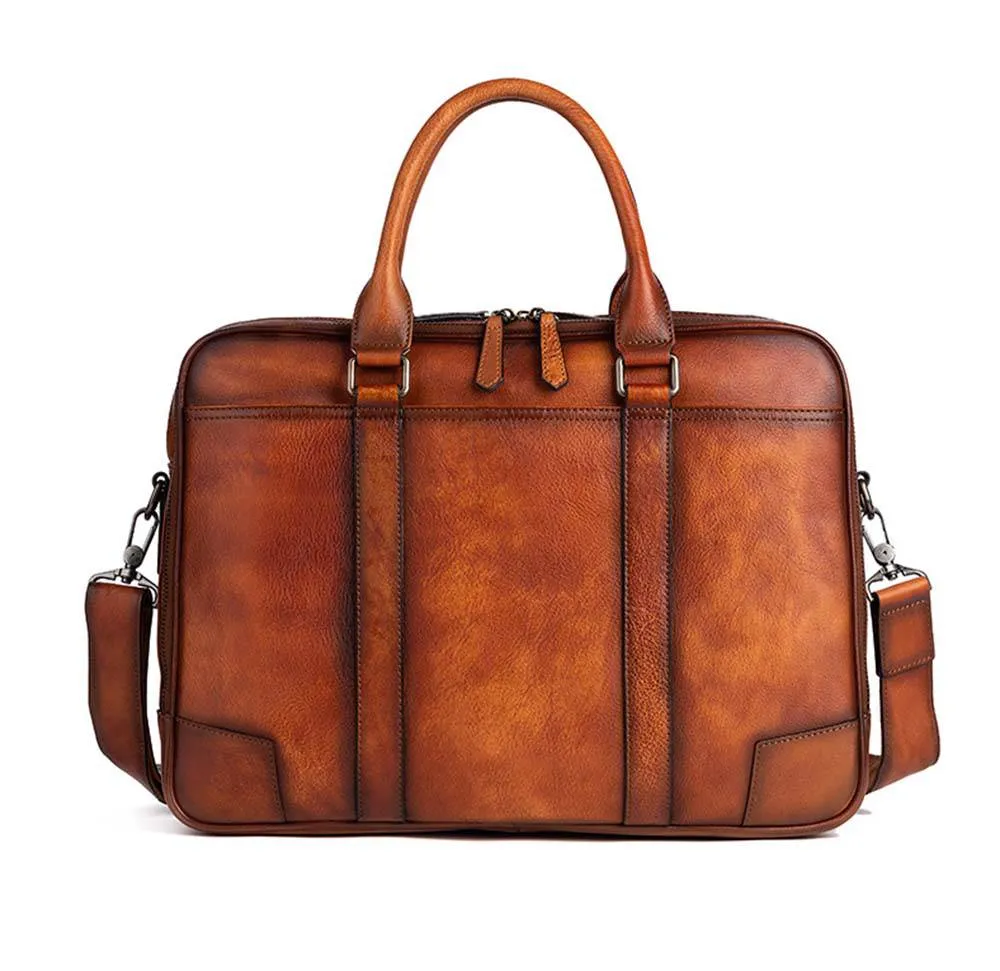 Mens Vintage Leather Buiness Briefcase Shoulder Bag 2732