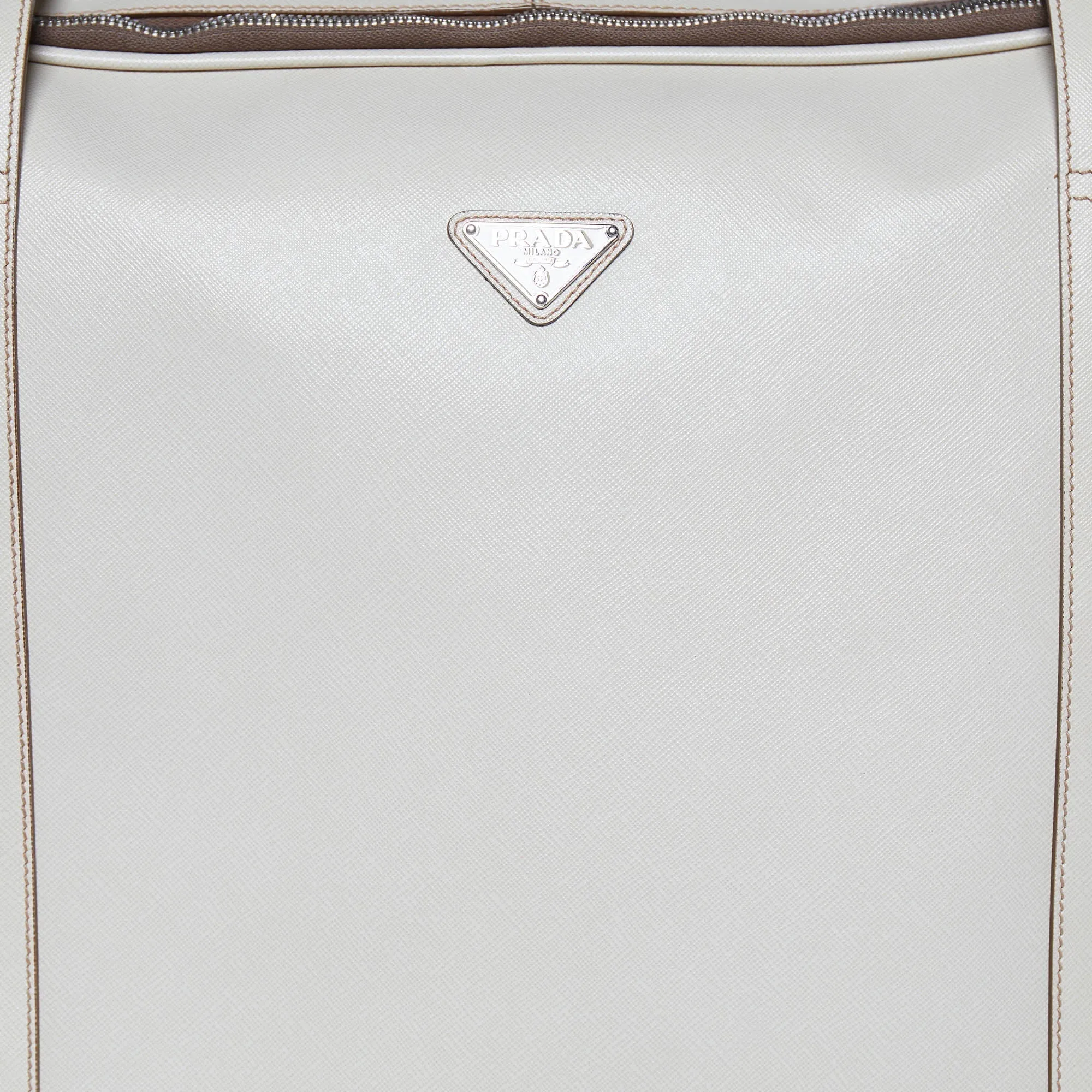 PRADA Off White Saffiano Travel Valigia Suitcase