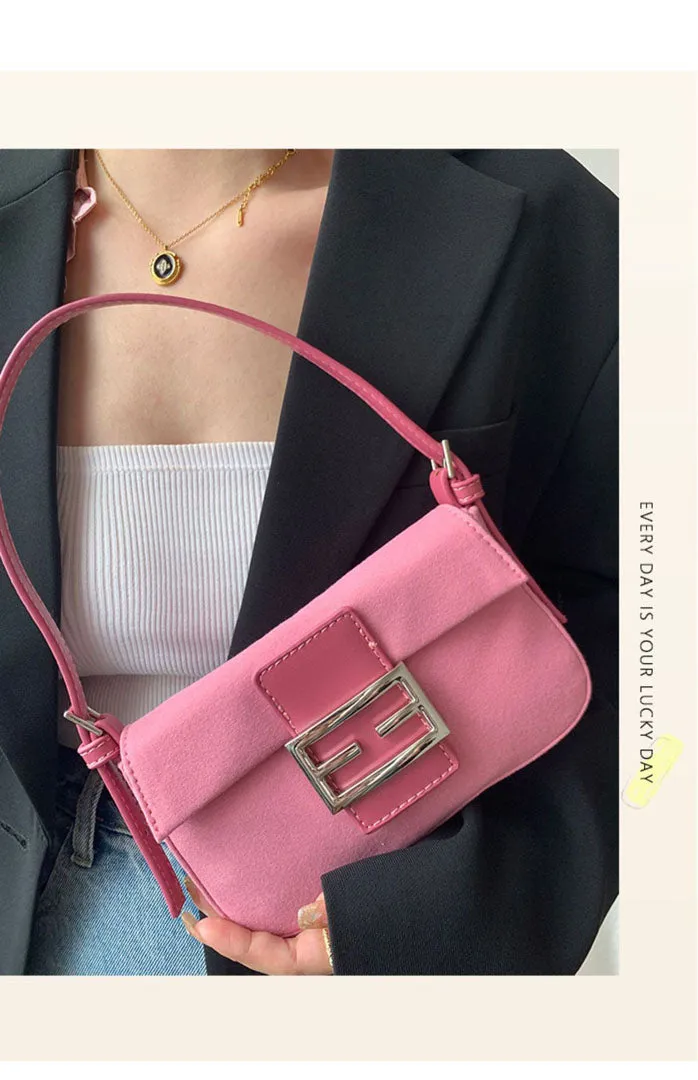 rose pink baguette bag