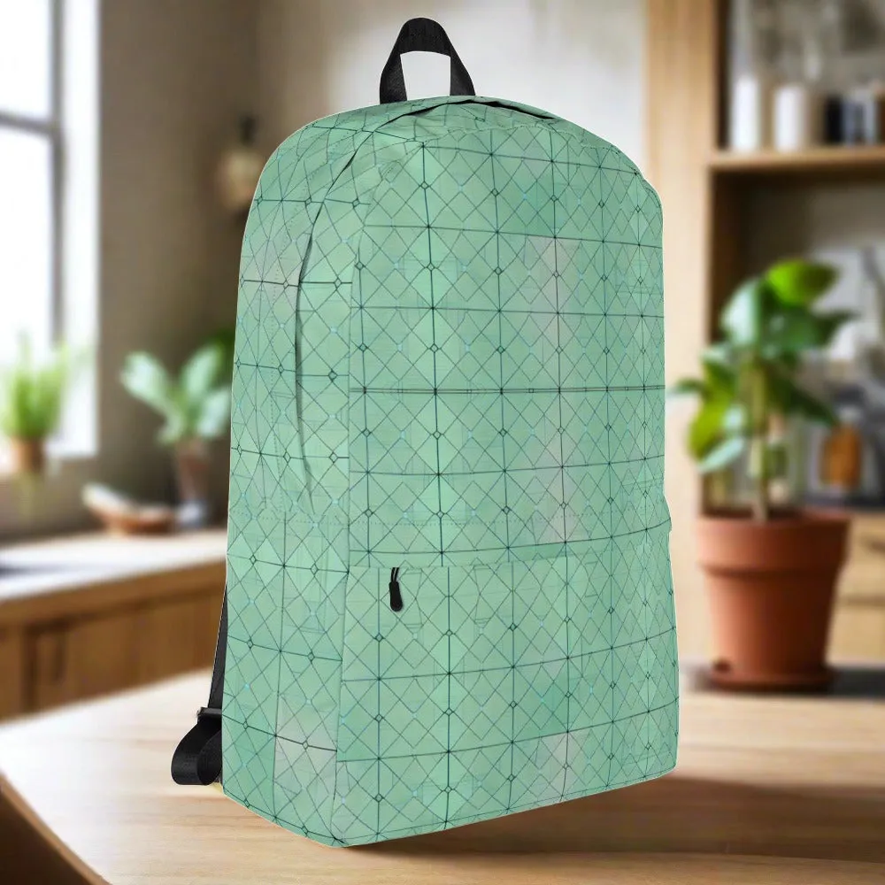 Trendy Geometric Pattern Backpack - Light Green Style