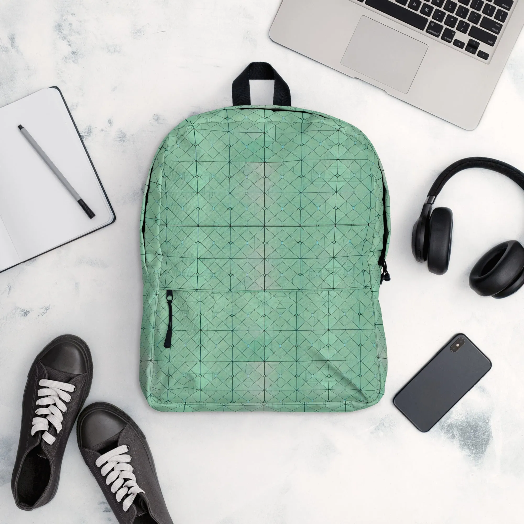 Trendy Geometric Pattern Backpack - Light Green Style