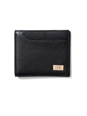 Zeve Slim Bifold Wallet -  Black Pebble Grain Leather